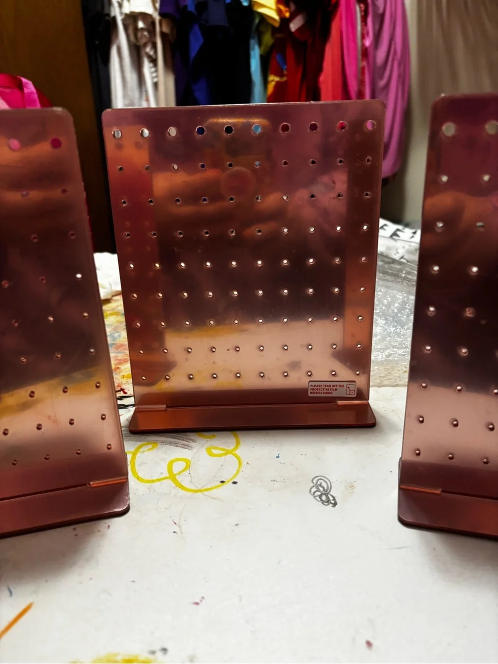 Metallic Rose Gold earring stand set of 3